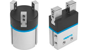 "Системи захватів
Системи захватів є незамінними елементами для промислових роботів або маніпуляторів, оскільки вони являють собою проміжну ланку між заготовкою та системою обробки. Захвати працюють пневматично або електрично і використовуються для захоплення, утримання, позиціонування та орієнтації заготовки чи інструменту. Зазвичай системи захватів розташовані на крайній або останній осі мініпуляторів та підключені до загальної лінії живлення. Різноманітні ефекти систем захвату
Системи захвату піддаються різноманітним впливам. Вони працюють механічно, пневматично, електрично або адгезивно.

Механічні захвати нагадують людську руку та мають один або декілька пальців. Ці системи захватів можуть складатися з кількох жорстких з’єднань, але загалом вони також можуть бути податливими та гнучкими. Зазвичай вони пневматичні, тобто працюють від стисненого повітря. Також можливий механічний або електричний привід.

Повітряні захвати — це вакуумні присоски, які всмоктують заготовку для її транспортування та обробки. На додаток до вакуумної технології, заготовки, що підлягають обробці, також можна затискати та переміщувати за принципом тиску. Якщо пневматичні захвати не можна використовувати, наприклад, через те, що поверхня не дозволяє створити вакуум, наприклад, з пористими або перфорованими структурами, адгезивні системи захватів зазвичай забезпечують вирішення проблеми.

Коли їхні захоплюючі поверхні, оснащені крихітними ворсинками, натискаються на заготовку, генеруються сили Ван-дер-Ваальса, за допомогою яких її можна підняти в режимі реального часу. Якщо адгезивний захват трохи нахилити контрольовано вбік, адгезія знову звільняється. Перевага адгезивних захватів полягає в тому, що вони не потребують електроенергії, а отже є надзвичайно енергоефективними.

Електричні захвати з магнітною функцією притягують деталь магнітом і утримують її таким чином. Розрізняють два типи систем магнітних захватів: захвати з постійним магнітом і захвати з електромагнітом. Для захватів з постійним магнітом, як тільки заготовка була піднята магнітом, вона повинна бути підхоплена іншою системою. Електромагнітні захвати вмикаються та вимикаються за допомогою електричної енергії, тому деталі можна легко захопити та знову опустити.

Механічні захвати Festo
Механічні захвати Festo приводяться в рух внутрішнім приводом і перетворюють рух приводу в рух захвату через передачу. Такий рух губок захвату називається ходом. Заготовки різних розмірів можна захоплювати в залежності від ходу і сили захоплення. Festo пропонує як пневматичні, так і електричні захвати з довгим ходом.

Дізнайтесь більше

Паралельний захват
Festo пропонує механічні паралельні захвати різних конструкцій. Вони придатні як для внутрішнього, так і для зовнішнього захоплення. Паралельні стандартні захвати використовуються для роботи з різноманітними дрібними деталями у чистому середовищі. Для поглинання високих зусиль Festo пропонує надійні системи захвату з пружною напрямною з T-подібним пазом для губок захвату. Герметичні захвати підходять для роботи в сильно забруднених і вимогливих умовах. Точний паралельний захват вражає роботою без люфтів у губках завдяки роликовому підшипнику.

У нашому основному асортименті ви знайдете три паралельні захвати DHPC, DHPS, HGPL і HGPT різних типорозмірів. DHPC і DHPS характеризуються високою силою захоплення з невеликим розміром і максимальною повторюваністю, тоді як HGPL особливо підходить для використання з великими заготовками та великими ходами. Паралельний захват HGPT міцний, потужний і, як і HGPL, має напрямну з T-подібним пазом. На додаток до нашого основного асортименту, у Festo ви знайдете додаткові паралельні захвати для різноманітних вимог: від продуктів, які ідеально підходять для захоплення великих заготовок, захватів з самоцентруванням і захватів для дуже важких умов, до мікрозахватів надзвичайно маленького та зручного дизайну.

Паралельний захват

Триточковий захват
Триточкові захвати дозволяють захоплювати деталь по центру. У Festo ви знайдете триточкові захвати різних конструкцій. Стандартні триточкові захвати підходять для універсального використання з дрібними деталями в чистому середовищі. Для поглинання високих зусиль ви знайдете надійні системи захоплення з трьома губками з пружною напрямною з T-подібним пазом для внутрішнього та зовнішнього захоплення. Герметичні триточкові захвати підходять для роботи в сильно забруднених і вимогливих умовах.

Наш триточковий захват DHDS забезпечує максимальну точність повторення та має високу силу захоплення при невеликих габаритах. Триточковий захват Festo HGDD забезпечує точне захоплення з центричними рухами, незважаючи на високі моменти навантаження, і особливо підходить для використання в дуже складних умовах. У триточковому захваті HGDT направляючі губки захвату захищено від пилу повітрям ущільнення, що робить цей захват особливо надійним. Він також доступний у варіанті високої потужності, який забезпечує синхронне переміщення губок захвату.

Триточковий захват

Кутовий захват
Кутові захвати Festo доступні як стандартні захвати для дрібних деталей і мікрозахвати. Губки кутового захвату відкриваються до 20° на кожну губку. Кут відкривання може зробити непотрібним наближення до предмета збоку. Завдяки визначеному куту відкриття можна заощадити час циклу та уникнути контурів, що заважають.

Наша остання модель, кутовий захват DHWC, може використовуватися як захват двосторонньої або односторонньої дії. Крім того, він має високий момент навантаження завдяки бічній опорі губок захвату. Кутовий захват DHWS із покращеним напрямком губок захвату має внутрішній дросель, що означає, що зовнішнє дроселювання більше не потрібне у 80% застосувань. Кутовий захват Festo HGWM характеризується невеликим і зручним дизайном. Його можна використовувати різноманітними способами завдяки губкам захвату, що адаптуються зовні.

Кутовий захват

Радіальний захват
Радіальні захвати Festo доступні в двох версіях. Стандартний радіальний захват доступний як захват для дрібних деталей для чистих умов навколишнього середовища. Міцна версія з під'єднанням для ущільнювального повітря дозволяє працювати з більшими зусиллями. Губки радіального захвату відкриваються до 90° на кожну губку. Широкий кут відкривання робить непотрібним наближення до предмета збоку.

Радіальні захвати Festo DHRC і DHRS забезпечують високу навантажувальну здатність завдяки бічній опорі губок захвату. Перший можна використовувати як захват двосторонньої або односторонньої дії, другий більш міцний і має внутрішній дросель. Характерною рисою радіального захвату HGRT є надійна і точна кінематика для високих моментів і тривалий термін служби.

Радіальний захват

Поворотний блок з захватом
До групи механічних систем захвату також входить поворотний блок з закхватом, компактна функціональна комбінація паралельного захвату та поворотного вузла. Обидві функції керуються та переміщуються окремо та незалежно одна від одної. Поворотний блок з захватом доступний у трьох різних типорозмірах. Кут повороту можна регулювати від 0° до 210° з максимальною силою захоплення 192 Н.

Ми можемо поставити вам поворотний захват HGDS, кут повороту якого можна плавно регулювати і який гарантує точний кінцевий упор з еластичною амортизацією або вбудованим амортизатором.

Поворотний блок з захватом

Пневматичні захвати Festo
У розділі пневматичних систем захвату ви знайдете зручні та безпечні внутрішні захвати у формі сильфонних захватів. Завдяки механічному збільшенню діаметра сильфона корисне навантаження затискається на внутрішньому контурі. Захват підходить для захоплення та транспортування деталей з круглим отвором, наприклад склянки, чашки або пляшки. Доступні два різні матеріали сильфона: EPDM підходить для більших навантажень, силікон для більш високих температур.

Сильфонний захват Festo DHEB доступний в 11 типорозмірах для захвату діаметром від 8 до 85 мм. Напрямок руху DHEB - вгору або вниз. Адаптивний захват DHEF підходить для захоплення деталей з невизначеним положенням і формою, а також виробів з різною геометрією.

Сильфонний захват

Аксесуари для систем захватів
Звичайно, у Festo ви знайдете відповідні аксесуари для ваших систем захватів, зокрема різні губки захвату, рішення для зменшення ходу, адаптери для захватів, заготовки губок захвату та губки адаптивного захвату"